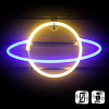 Неоновая подвеска "Сатурн"  30 х 17,5 см, от батареек и USB, синий+желтый